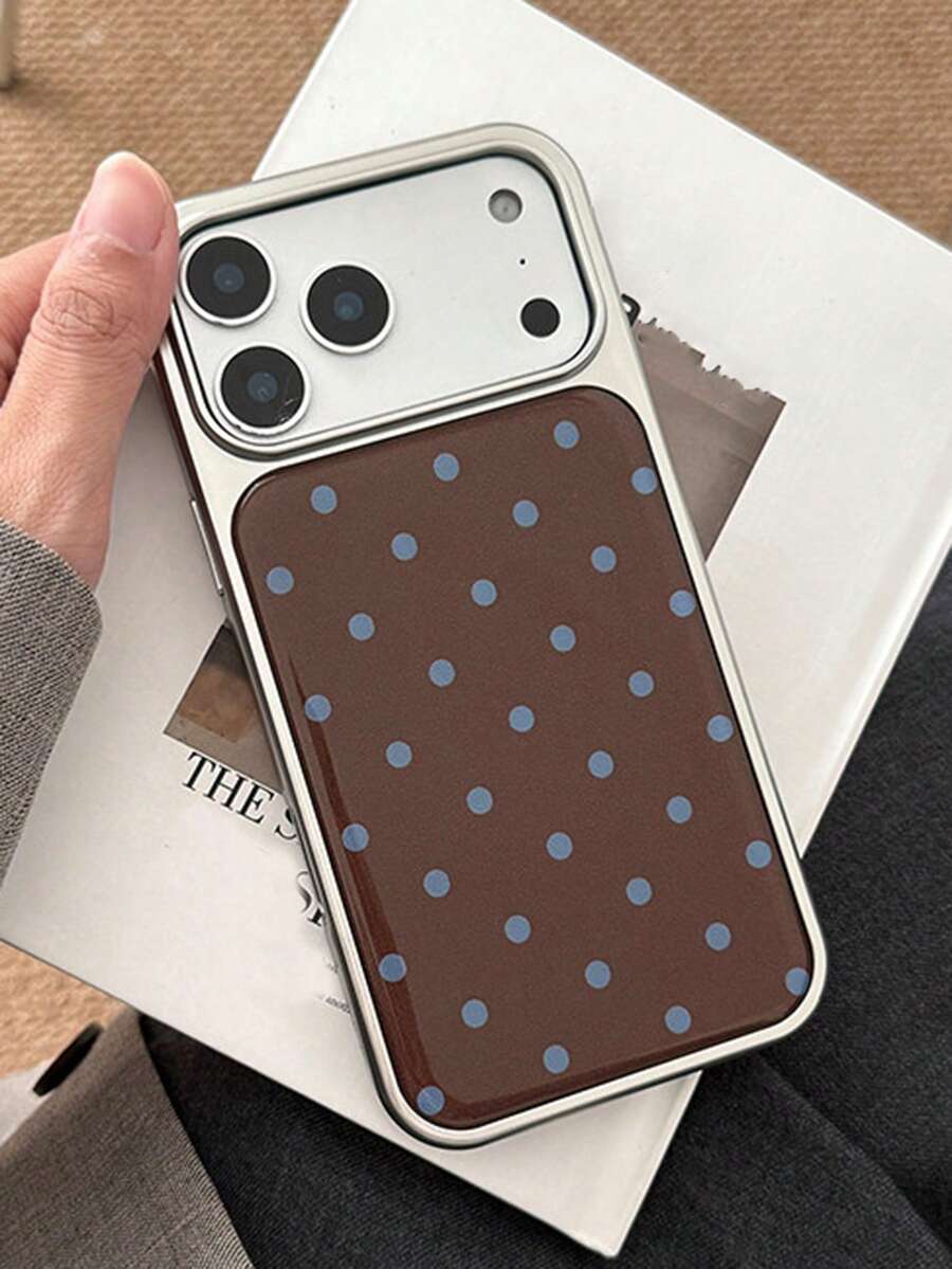 可爱简约波点软壳手机壳，兼容 17 Pro Max、17 Pro、17、16、15、14、13、12、11 Pro Max、16、15、14 Plus，时尚防震后盖，礼品之选 - 棕底藍點 - 查看 1