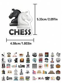 50pcs Chess Game Stickers: Unique And Creative Designs Perfect For Guitars, Skateboards, Parties, Laptops, Suitcases, Desktops, And Gift Decorations-Fun Stickers - Multicolor - View 7