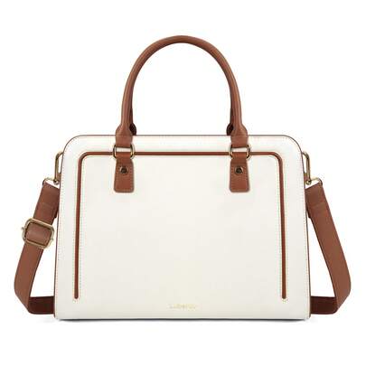 NEWHEY Fyrkantig handväska, tygväska med topphandtag, vattentät axelväska med stöldskydd, herr- och damhandväska, vit