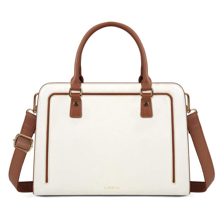 NEWHEY 方形手提包，顶部提手托特包，斜挎防盗防水托特包，男女通用手提包，白色 - 彩色 - 查看 1