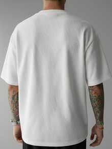 GRDR Minimalist Textured Short Sleeve T-Shirt, Casual Commuter Versatile Top For Men, Summer - White - View 4