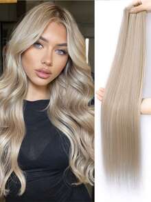 30 Inch 200g Heat Resistant Synthetic Straight Hair Weave, 100% Futura Sewn-In Natural Black Hair Extensions For Women - Multicolor - View 15