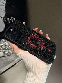 1pc Red Skin-Feel Sunblade Rhinestone Anti-Drop 2-In-1 Phone Case Suitable For IPhone 15 Pro Max/17 Pro Max/17 Ari/S25 Ultra - Red - View 5