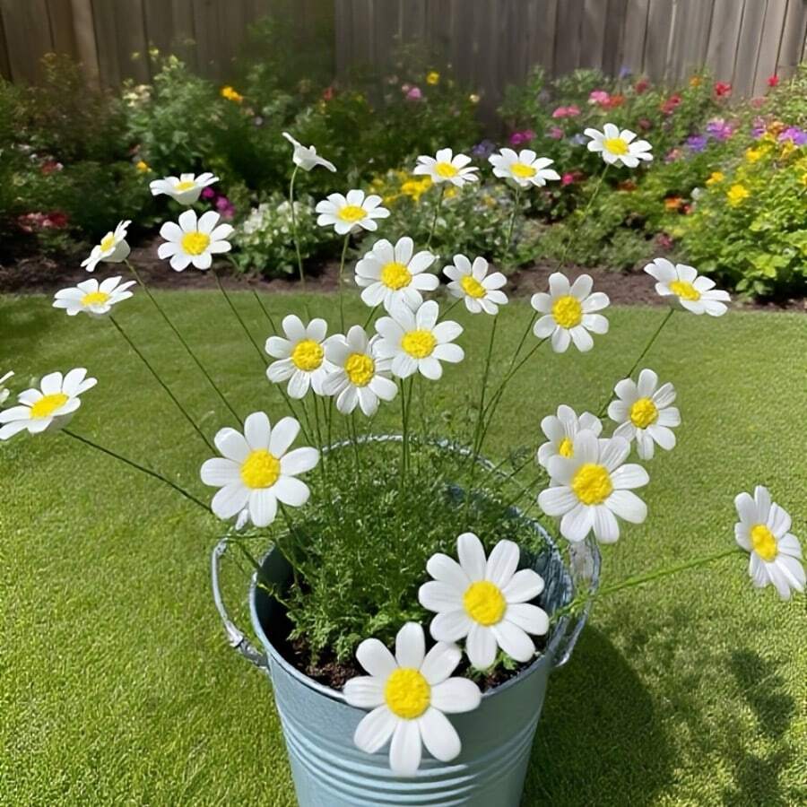 6朵手工陶瓷雏菊，不易褪色，适合情人节、圣诞节、母亲节室内外装饰