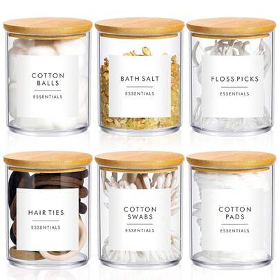 Hộp đựng tăm bông acrylic cho tăm bông, bông tròn, bông tẩy trang, chỉ nha khoa - Bộ lọ nhựa trong suốt kiểu lọ đựng thuốc để sắp xếp đồ dùng trong phòng tắm, hộp đựng đồ trang điểm.