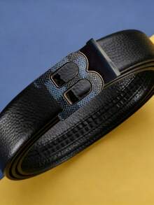 Thắt lưng nam bằng da PU màu đen với khóa hình chữ B kẻ caro, phụ kiện thời trang thường ngày và công sở. - Nhiều màu - Xem 5