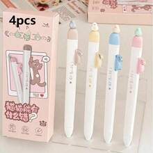Bộ 4 bút bi rút, bút hình chim và mèo có nam châm, bút họa tiết mèo dễ thương, ruột bút 0.5mm, thích hợp cho học sinh. - chuồng mèo từ tính - Xem 10