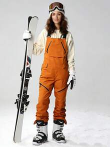 1-Piece Women's Slim-Fit Ski Jumpsuit With Adjustable Straps, Suitable For Outdoor Activities, Winter Skiing, Ski Gear, Snow Sports Pants, Reinforced Structure, Functional Ski Pants, Ski Wear - 黃色 - 查看 5
