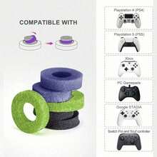 6 Pieces Game Controller Joystick Sponge Rings(Black,Purple,Green) – Cushion And Shield Joystick, Alleviate Thumb Strain, Durable Gaming Accessory To Enhance Control Comfort During Long Gaming Sessions - Xem 9