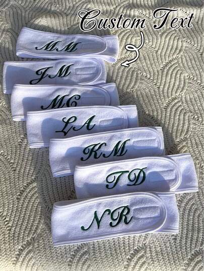 Custom Personalized Spa Headbands-Customizable With Names Or Initials. Fluffy, Custom Headbands Perfect For Bridesmaids, Sleepovers, Bachelorette Parties, And Guest Favors. Ideal For Women'S Beauty Routines And Face Washing. The Perfect Bridesmaid Gift For Parties, Weddings, Valentine'S Day, And Mother'S Day.