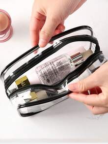 Large Capacity PVC Travel Storage Bag With Zipper Closure, 3 Sizes Available, Printed With "Medicine Bag" Pattern, Suitable For Cosmetics Storage, Lightweight And Fade-Resistant, Large Capacity Chain-Style Travel Toiletry Bag, Travel Makeup Bag, Skincare Storage Bag, Desktop Organizer Bag, Easy To Clean Design, Suitable For Travel, Bathroom, Dorm Use, Practical Storage Tool, Valentine's Day Gift - Multicolor - View 5