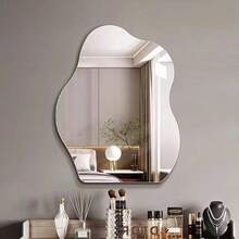 1 Stück unzerbrechlicher großer wellenförmiger Acrylspiegel, asymmetrisch geformter Wandspiegel, geeignet für Zuhause, Schlafzimmer, Badezimmer Dekoration - 1PC - Übersicht 1