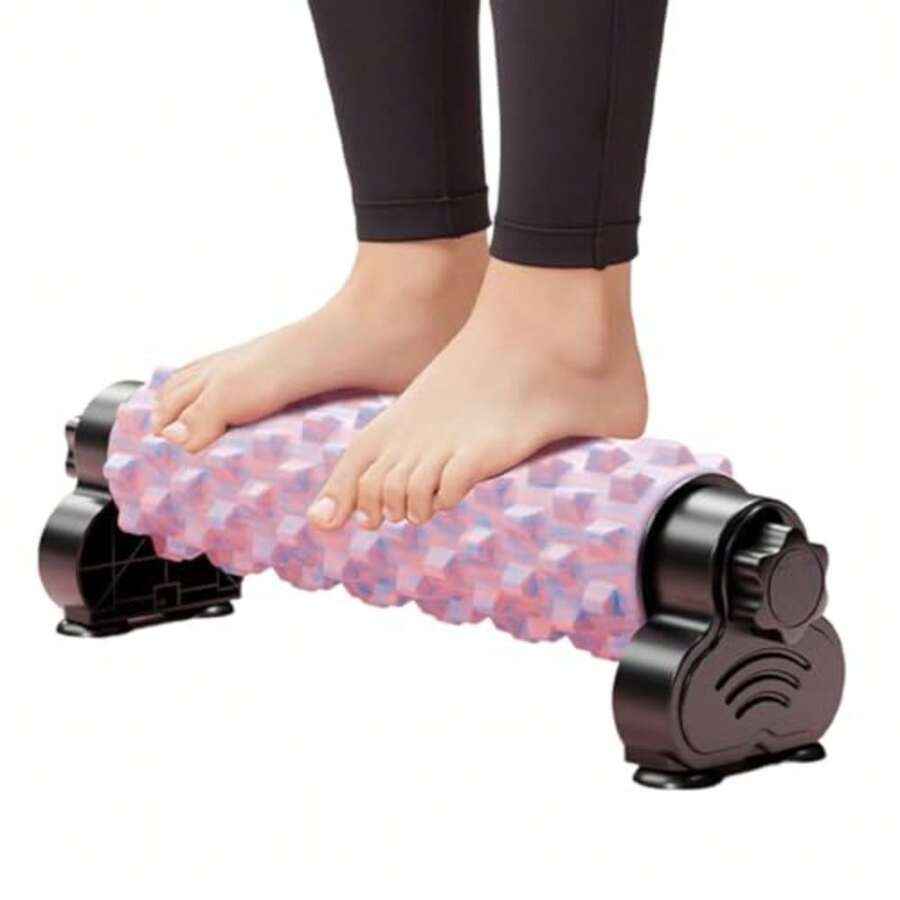 Strong Foam Roller - Deep Tissue Massager For Muscle Massage With Suction Cup Muscle Foam Roller With Holder For Home Gym Yoga Pilates Fitness Workout Post-Sports Training - Rosa - Ver 1