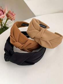 3件/2件/1件 宽结简约纯色复古百搭优雅发箍，固定头发，女士发饰，发带，黑色发饰，女士头饰，适合各种场合，发圈，发箍，女士发箍，家居美容女士配饰礼品，头饰发箍 - 彩色 - 查看 2