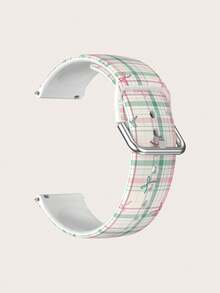 1pc Pink Plaid Bow + TPU Watch Band, Compatible With Apple Watch 38/40/41/42/43/44/45/49mm, Fits Universal 20mm, 22mm Strap - Multicolor - View 5