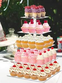 亚克力纸杯蛋糕架套装，透明圆形展示架，适用于派对、婚礼、生日等场合，可重复使用的迷你蛋糕架，纸杯蛋糕架 - 彩色 - 查看 8