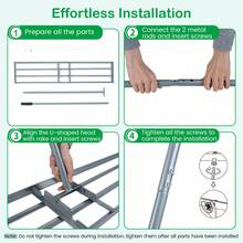 COSTWAY Lawn Leveling Rake With 177cm Adjustable Long Handle And Anti-Slip Grip
, Silver - A - View 5
