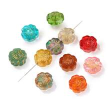 14毫米镀金梅花捷克玻璃珠，中心带孔，五瓣花瓣，DIY手工串珠手链，发夹材料 - 彩色 - 查看 1