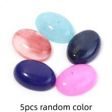 5-10pcs Assorted Oval Semi-Precious Glass Stones, Polished Finish, Jewelry Making & Home Decor Accents, Multicolor - Randomly Mix Colors - View 9