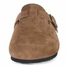 Womens Suede Clogs Mens Genuine Leather Mules Cork Footbed Sandals With Arch Support - Light Brown - View 5