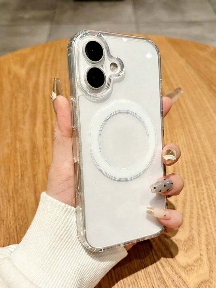 1个透明亚克力简约磁吸手机壳，适用于新款17promax、17pro、16promax、15plus、14、13、12、11英寸手机，提供手机保护壳 - 無色 - 查看 1