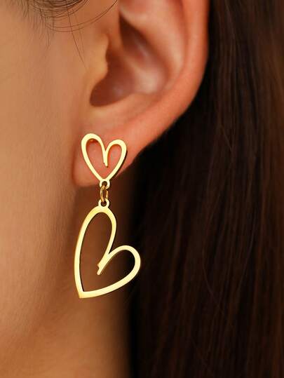 Pendientes de acero inoxidable 2026 NUEVO Encantos con forma de corazón dulce de color dorado para mujeres, joyería para bodas y regalos