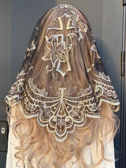 Mantilla Lace Veil Mantilla Cathedral Church Head Covering Floral Women Scarf Catholic Chapel For Wedding