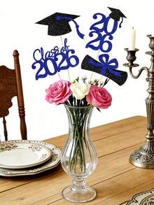 4支闪光毕业典礼桌面装饰棒，2026毕业帽和毕业证书桌面装饰，2026高中/大学毕业派对用品 - A - 查看 8