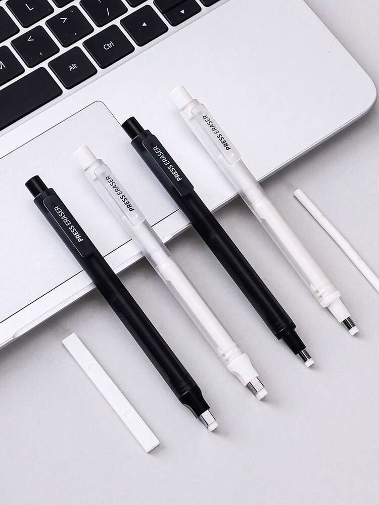 1支蓝色水果造型按压式铅笔形橡皮擦，可擦除不留碎屑，双头橡皮擦笔，非常适合艺术生使用，可轻松擦除，适用于素描和绘画。 - 按動橡皮擦 - 查看 6