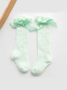 1双蝴蝶结网眼中筒袜 - 透气弹力，适合春夏男女童穿着 - 彩色 - 查看 15