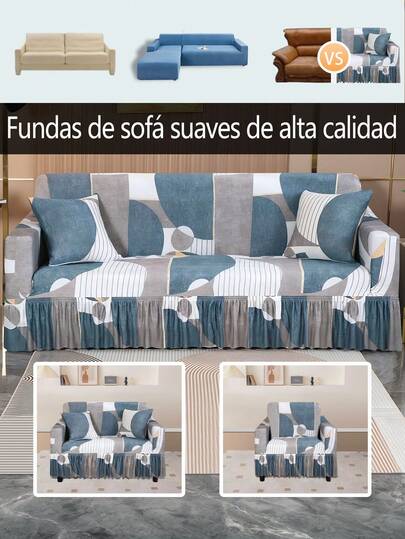 1/2/3 Plazas Elástico Completo de Cubre Sofa Funda para Sillón - estampado de patchwork y bloque de color asimétrico, protector de sofá elástico a prueba de polvo para todas las estaciones, apto para la decoración del hogar en la sala de estar, Protege de Manchas y Desgaste, Ideal para Mascotas,sala, dormitorio, cuatro estaciones,sofá con banda elástica, lavable en máquina, lavable a mano