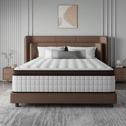 10"12"14" Queen Mattres Twin Full Queen King Size Bed Mattress In A Box, Hybrid Pocket Spring Breathable Cotton Layer Mattress For Motion Isolation & Silent Sleep, Lumbar Support & Pressure Relief, Medium Firm