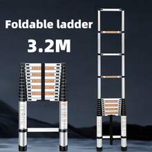 Thang tre xếp gọn chống trượt, chắc chắn, chịu tải 150KG, có thể kéo dài đến 3,2 mét, tiết kiệm không gian và dễ cất giữ. - Thang gấp 3,2 mét - Xem 5
