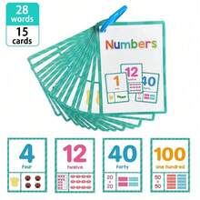 1-100 Number Flashcards, Preschool Math Addition Subtraction Counting English Word Learning Cards, Pocket Flashcards, Educational Supplies Classroom Gift - Multicolor - View 8