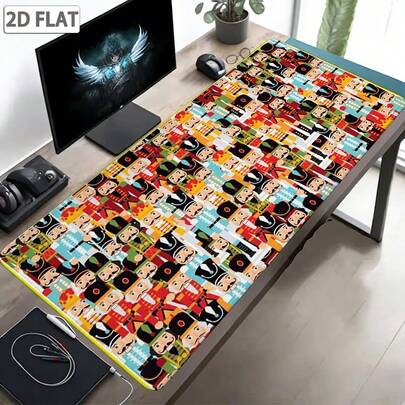 1pc 2D Funny Nutcracker Allover Print Edge Mouse Pad, Vintage Soldier Doll Pattern Non-Slip Rubber Base, Smooth Gaming Mouse Pad For Desktop, Laptop, Office And Study