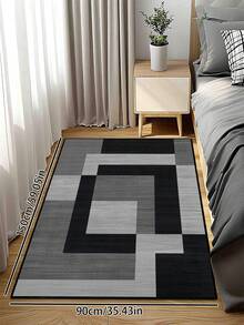 1pc Geometric Textured Pattern Rug, Black White Gray Printed Polyester Rectangular Easy Care Washable Area Carpet, Suitable For Living Room, Hallway, Bedside, Sitting Room, Bedroom, Office, Kitchen, Farmhouse Home Decor - Multicolor - View 26