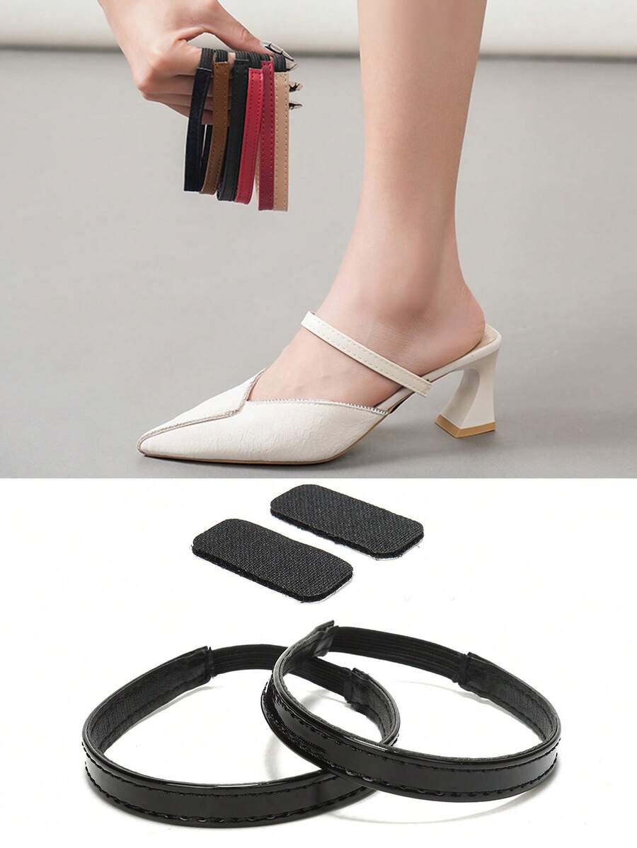 1 Paio di Lacci Elastici per Tacchi Alti, Prevengono lo Scivolamento delle Scarpe - nero - Visualizzare 1