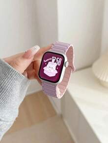 高级简约磁吸表带，适用于 38/40/41/42/44/45/46/49mm 表盘，兼容 Ultra/SE10/9/8/7/6/5/4/3/2/1 型号 - 紫粉 - 查看 5
