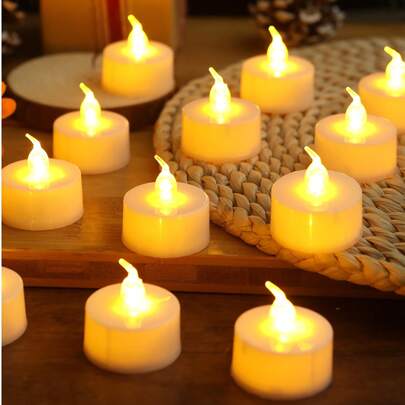 Bộ 6/12/24 đèn nến điện tử LED không lửa, lõi trong suốt, dùng trang trí bàn làm việc, thích hợp cho trang trí đám cưới, tiệc tùng, kỷ niệm, bàn ăn, ngày lễ tình nhân, Giáng sinh.