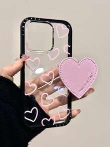 Ốp điện thoại da màu hồng hình trái tim dễ thương có chân đế, tương thích với iPhone 16, 16 Pro, 16 Pro Max, 14, 14 Pro, 14 Pro Max, 13. Thiết kế ngọt ngào dành cho bé gái, có chân đế, quà tặng mùa xuân, sinh nhật. - Hồng - Xem 4