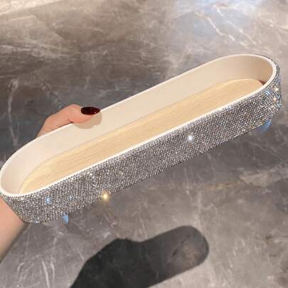 1 khay đựng trang sức đa năng, giá đựng cọ trang điểm đính đá lấp lánh cao cấp, giá trưng bày nước hoa phòng tắm, quà tặng.