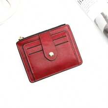 Unisex Fashion Card Holder Multifunctional Coin Purse, High-End Commuting Daily Versatile Zipper Solid Color Card Case Wallet For Women Card Wallet Small Wallet Cute Wallet Travel Essential Summer Red Wallet - Multicolor - View 9