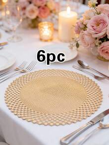 1/4/6 pezzi Semplici tovagliette in PVC con foil dorato, decorazione per hotel e ristoranti, isolamento termico e antiscivolo, adatte per matrimoni, feste, Natale, San Valentino, celebrazioni, picnic, banchetti di compleanno - Multicolore - Visualizzare 19