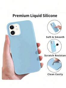 1pc Luxury Shockproof Case Compatible With Apple IPhone17Pro Max 17Pro 17 11 12 13 14 15 16 16Pro Max 14/15/16 Plus Liquid Silicone Cases Cover Phone Accessories - Baby Blue - View 5