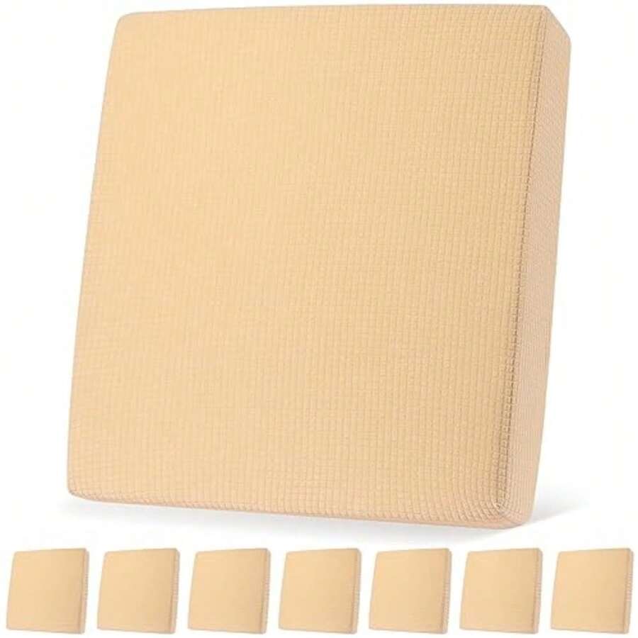 8 Waterproof Patio Stretch Sofa Cushion Covers Outdoor Cushion Covers Replacement Couch Slipcovers Sofa Seat Cover Soft Flexibility Chair Cushion Cover Furniture Protector for Pet Beige - Beis - Ver 1