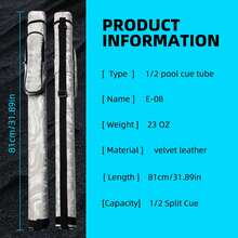 Premium 2-Hole White Velvet Pool Cue Case (31.89"), Stylish & Durable 1/2 Carry Design For Billiard Essentials - White - View 3