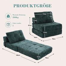 Folding Sofa Bed, Sofa Bed With Armrests, Folding Mattress With Backrest, Portable Folding Sofa, Comfortable Low Sofa, Suitable For Living Room And Bedroom. - Màu xanh lá cây đậm - Xem 10