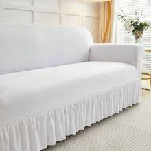 1PC Lightweight Sofa Slipcover Stretch Milk Silk Breathable Cool ForSummer Anti-Dirty And Non-Slip Solid Color Sofa Cover Suitable For 1/2/3/4 Seat Home/Living Room Decoration All-Inclusive Sofa Protective Cover Christmas Home Decorations - White-2 - View 7