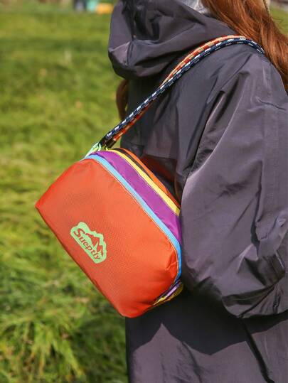 Leopard Print Colorful Strap Crossbody Bag | Outdoor Mini Shoulder Bag For Hiking & Travel