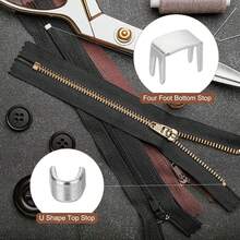 [40 Zipper Stops Replacement Kit] A Set Of 40 Bottom Stops For Zipper Sliders, Used For Replacing Closed Zippers On Bags, Jackets, And Coats. - 40pcs Top Retainer - View 3